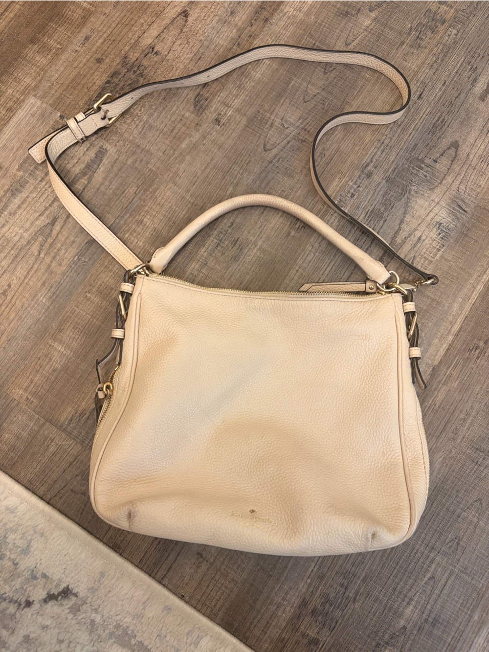 kate spade Cream Pebbled Leather Shoulder Bag with Top Handle